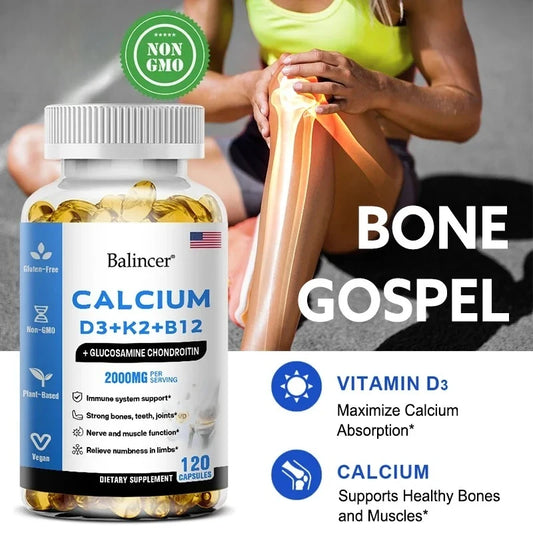 BoneMax 4-in-1 – Calcium, D3, K2 & B12 Bone & Muscle Support (60 Capsules)