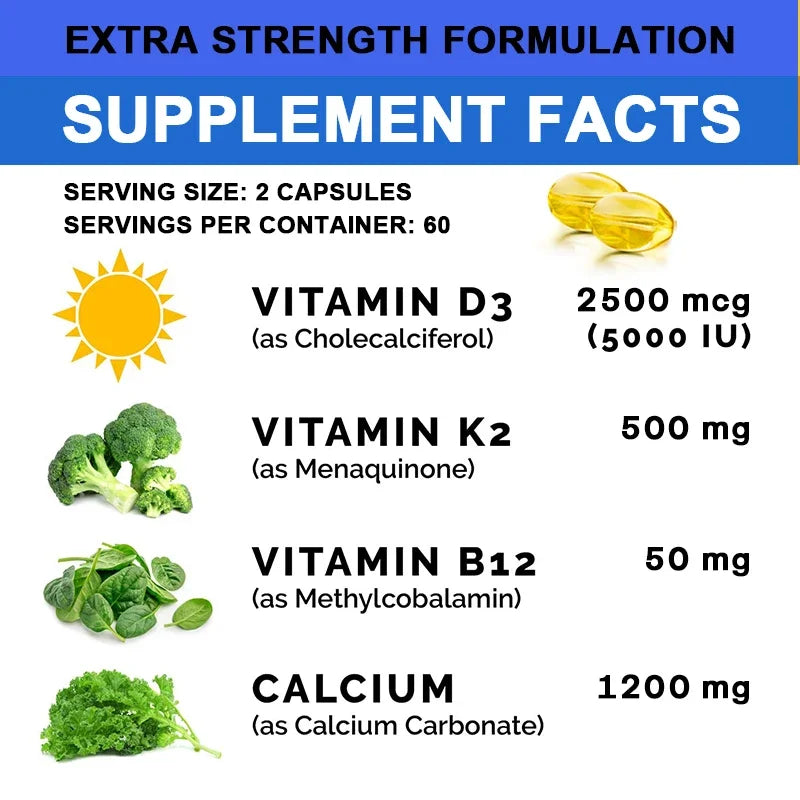 BoneMax 4-in-1 – Calcium, D3, K2 & B12 Bone & Muscle Support (60 Capsules)