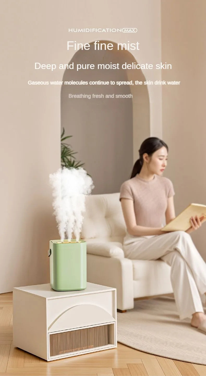 MistCloud 1.8L – Triple Nozzle Night Light Humidifier & Aromatherapy Machine