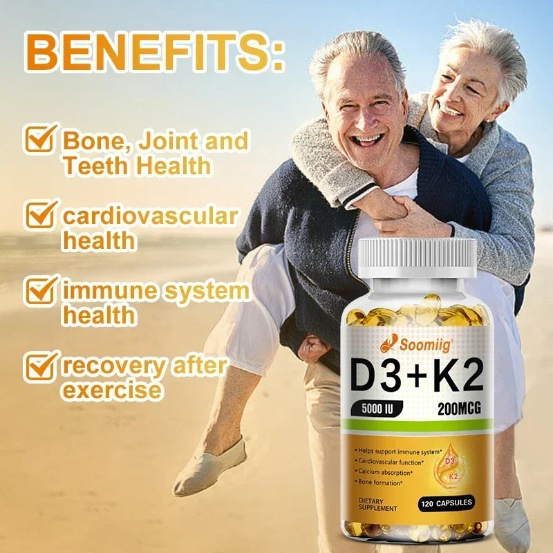 VitaD3+K2 – 5000IU Vitamin D3 & MK-7 Bone & Immune Support (60 Capsules)