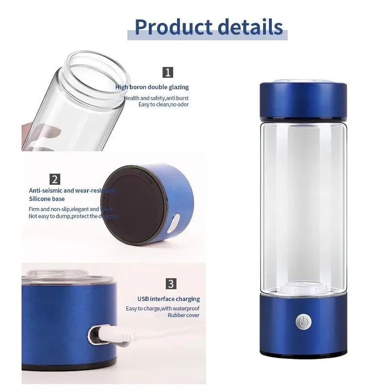 HydroGlass – Portable Hydrogen Water Ionizer & Rechargeable Health Cup