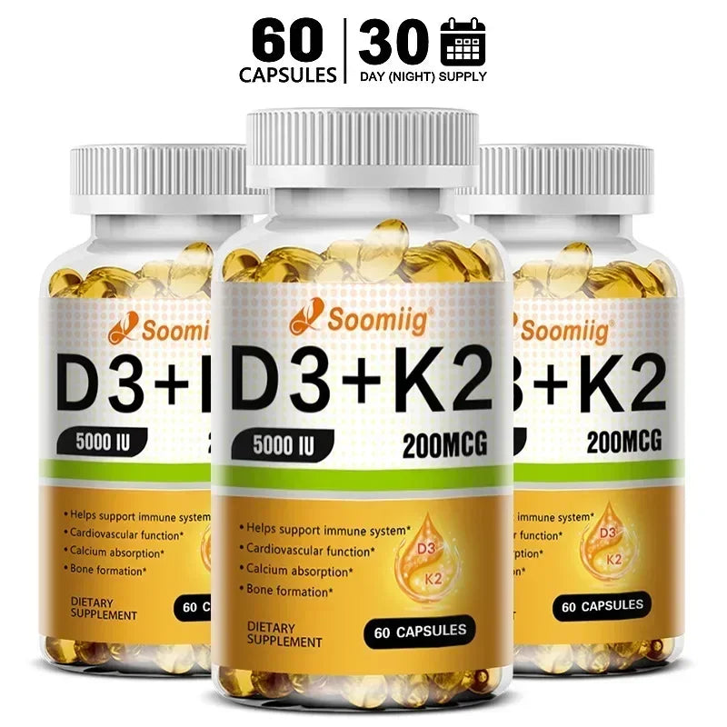 VitaD3+K2 – 5000IU Vitamin D3 & MK-7 Bone & Immune Support (60 Capsules)