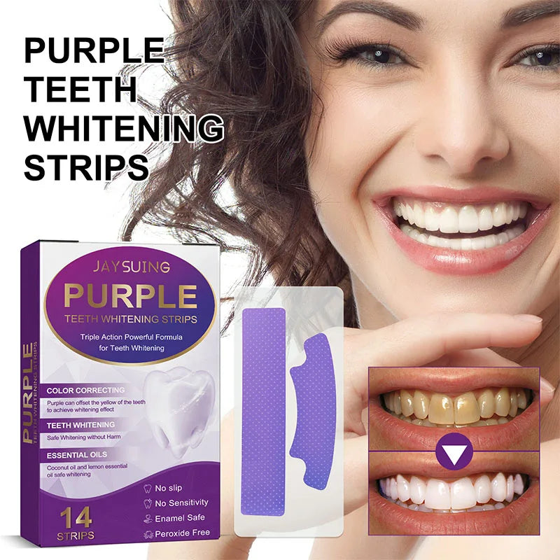BrightSmile Strips – Purple Teeth Whitening & Dental Cleaning Gel Strips (14 PCS)