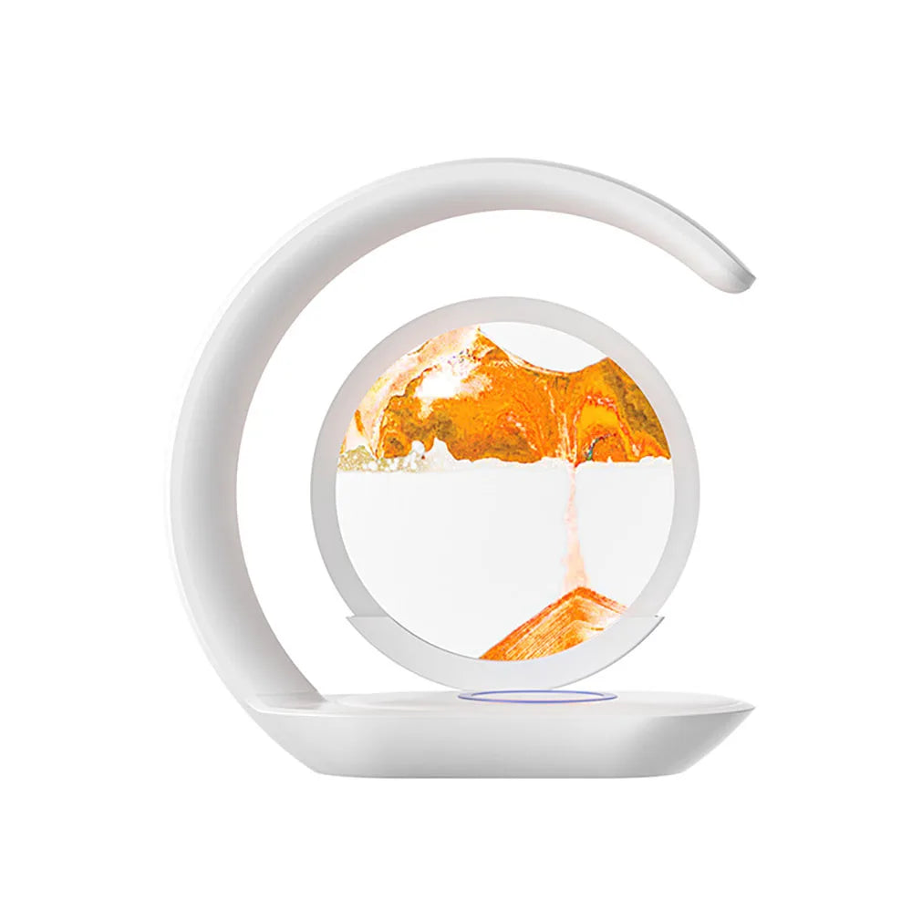 SandGlow Desk Lamp – USB 3D Hourglass Sand Art Night Light for Office & Room