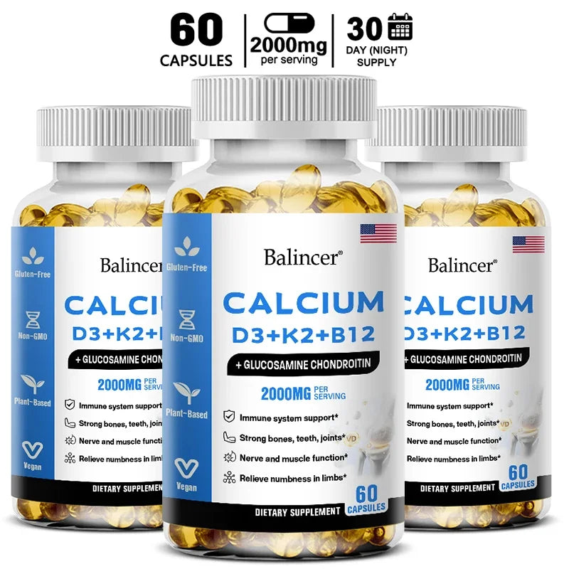 BoneMax 4-in-1 – Calcium, D3, K2 & B12 Bone & Muscle Support (60 Capsules)