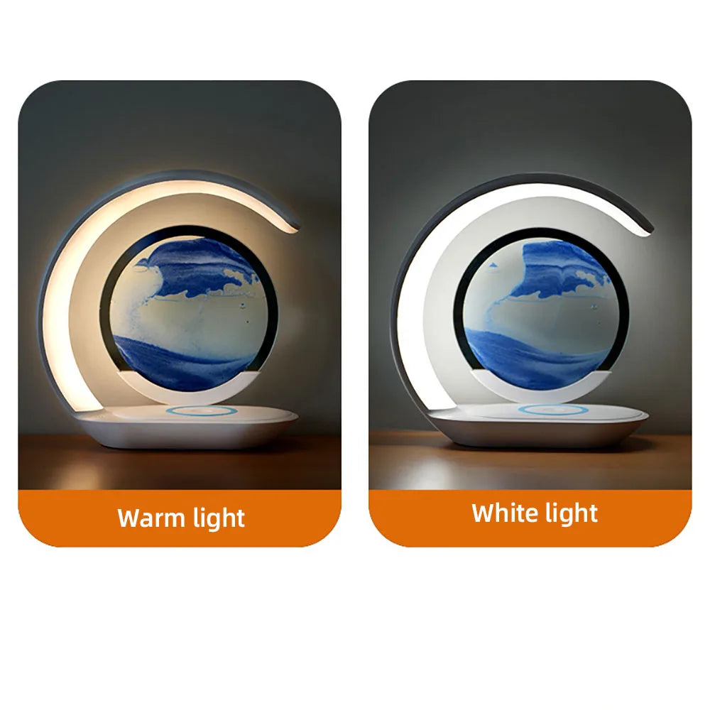 SandGlow Desk Lamp – USB 3D Hourglass Sand Art Night Light for Office & Room