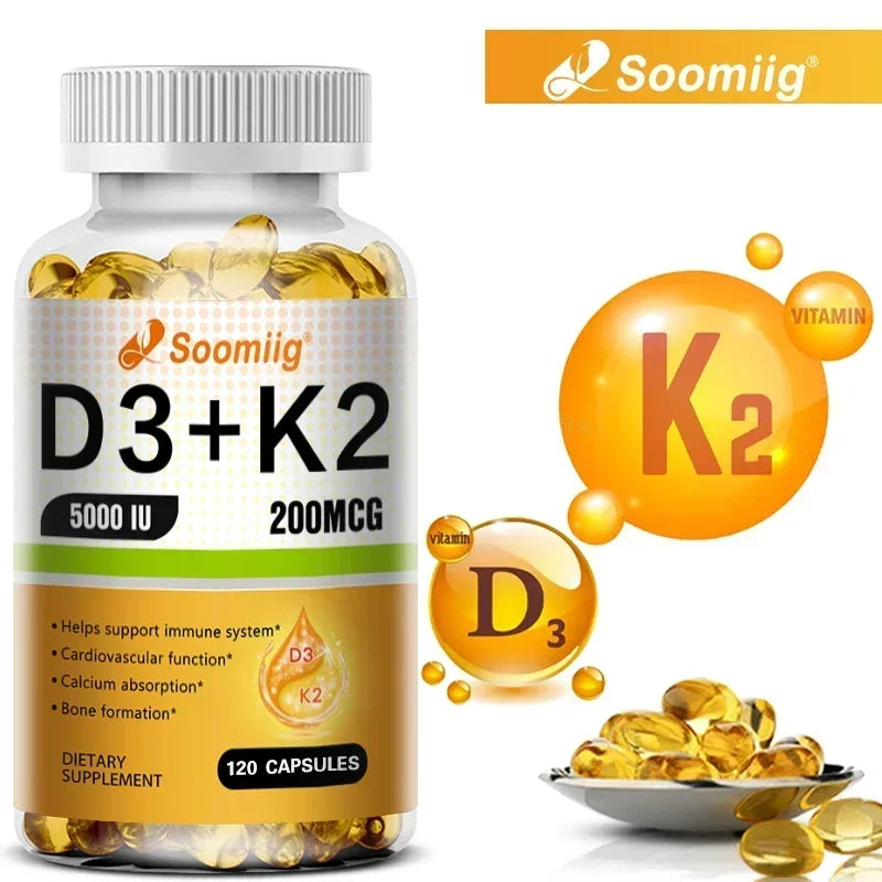 VitaD3+K2 – 5000IU Vitamin D3 & MK-7 Bone & Immune Support (60 Capsules)