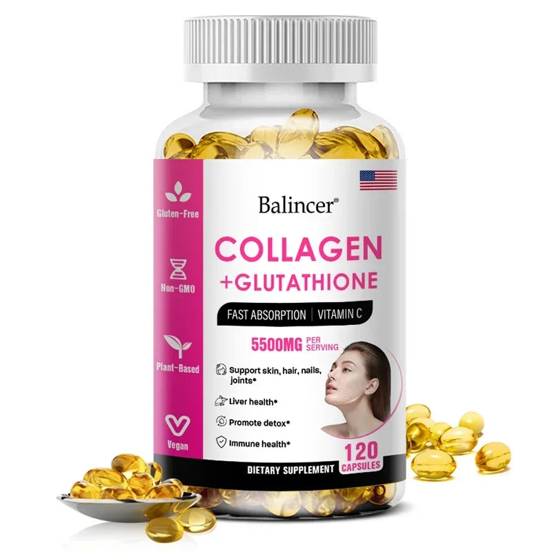 GlutaGlow – Glutathione & Collagen Antioxidant Whitening Capsules (60 Capsules)