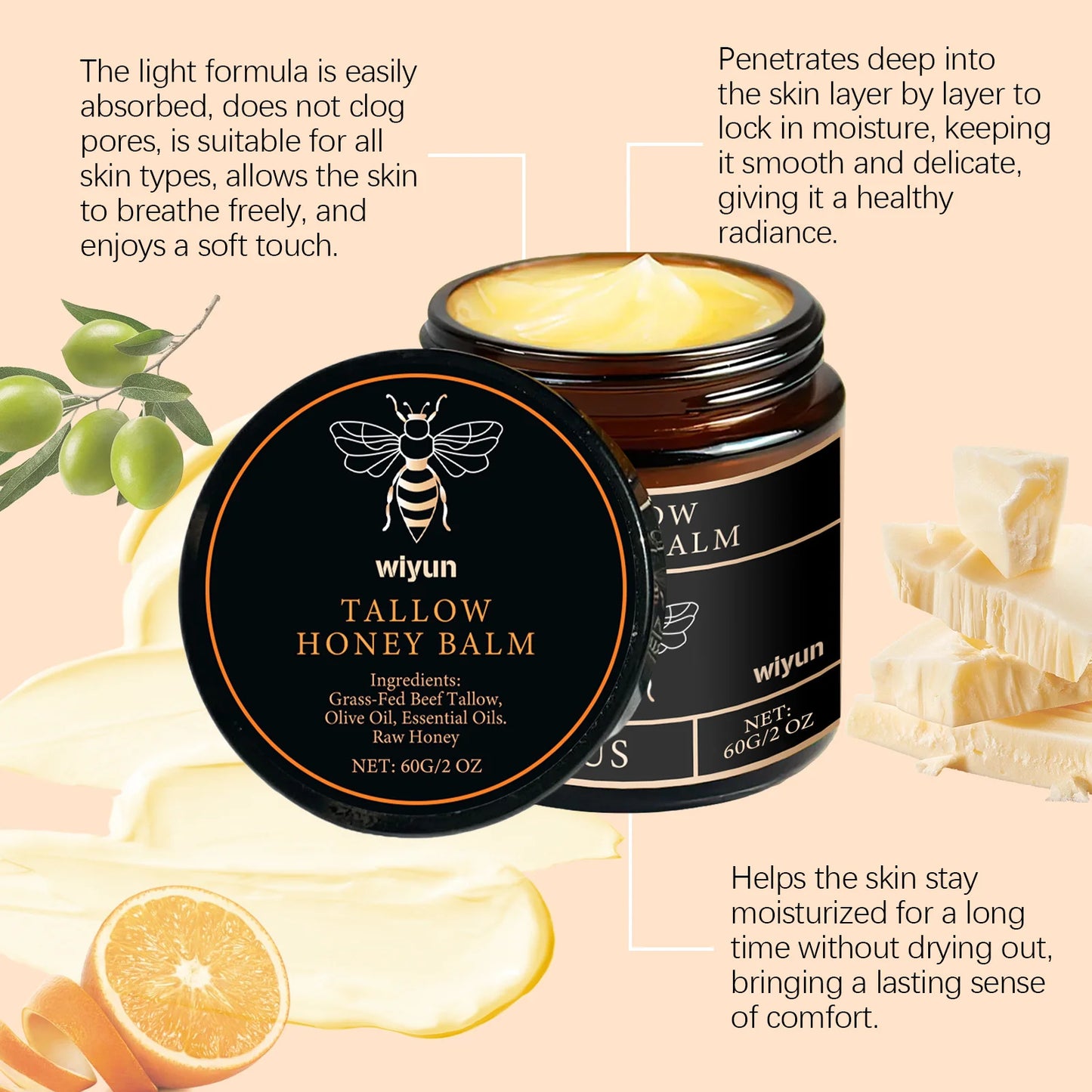 TallowGlow Balm – Honey & Tallow Hydrating Skin Cream (50ml)