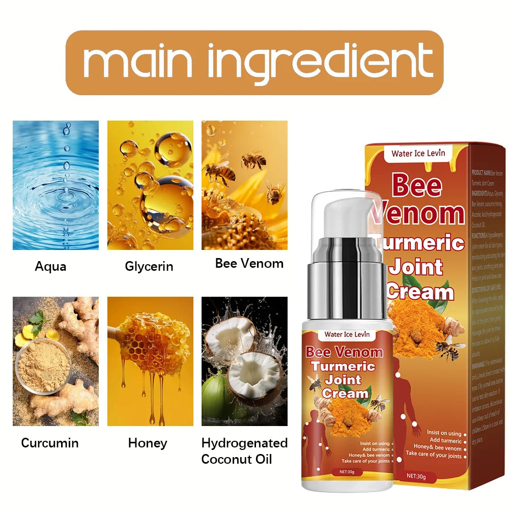 Bee Venom Turmeric Joint Cream – Honey, Glycerin & Vitamin C Daily Moisturizer (All Skin Types)