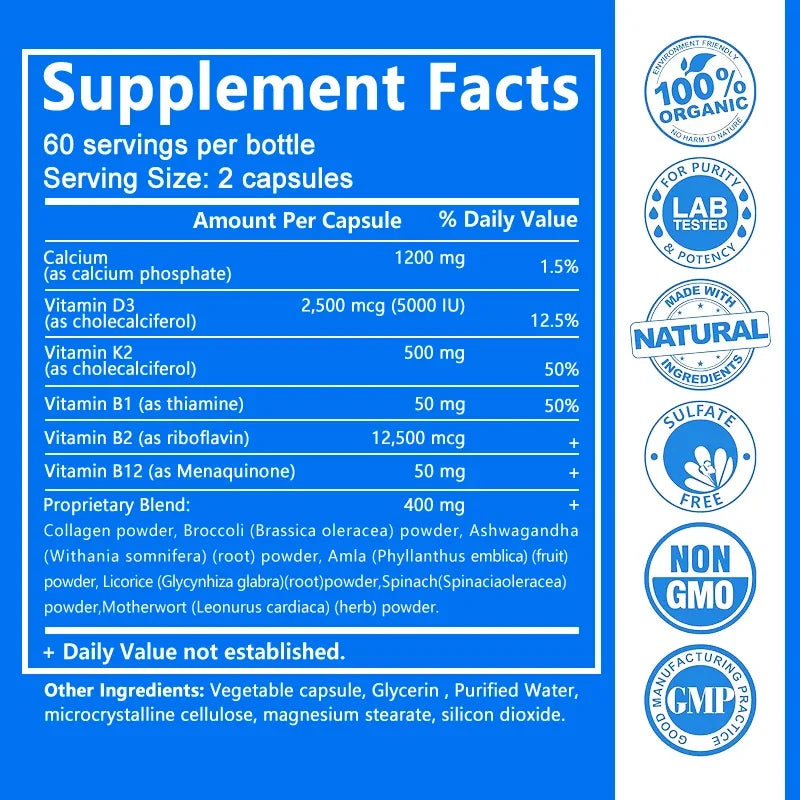 BoneMax 4-in-1 – Calcium, D3, K2 & B12 Bone & Muscle Support (60 Capsules)