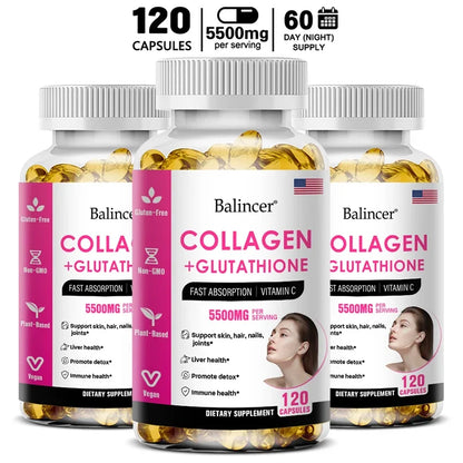 GlutaGlow – Glutathione & Collagen Antioxidant Whitening Capsules (60 Capsules)