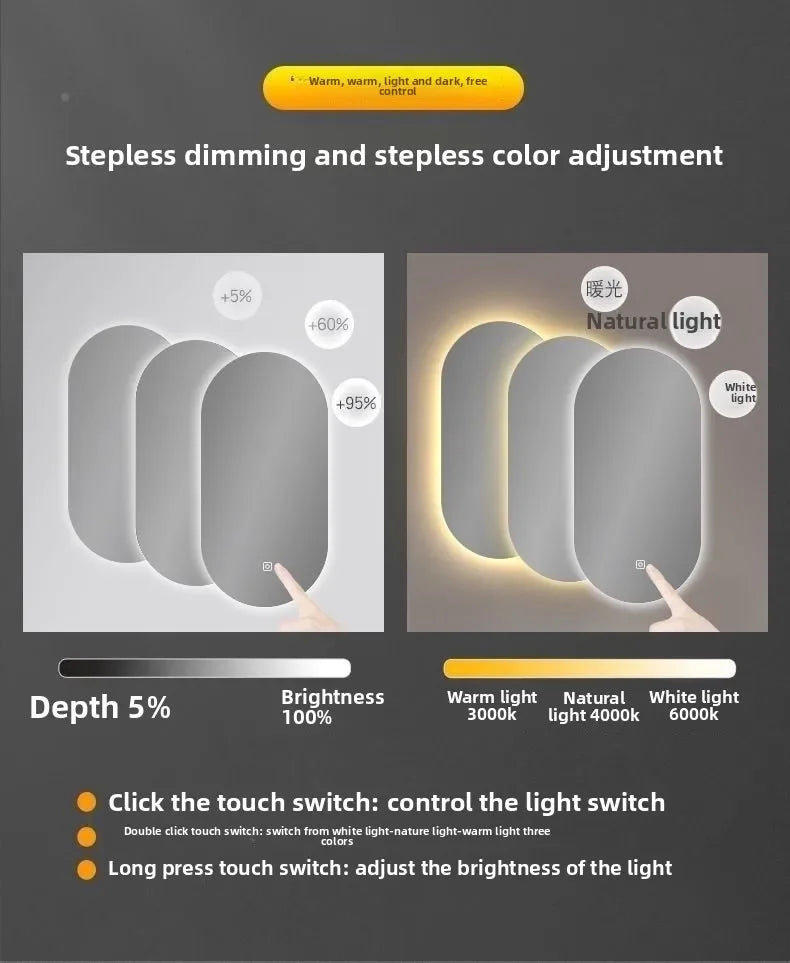 SmartMirror Oval – LED Defogging Bathroom Vanity & Full Body Wall Mirror