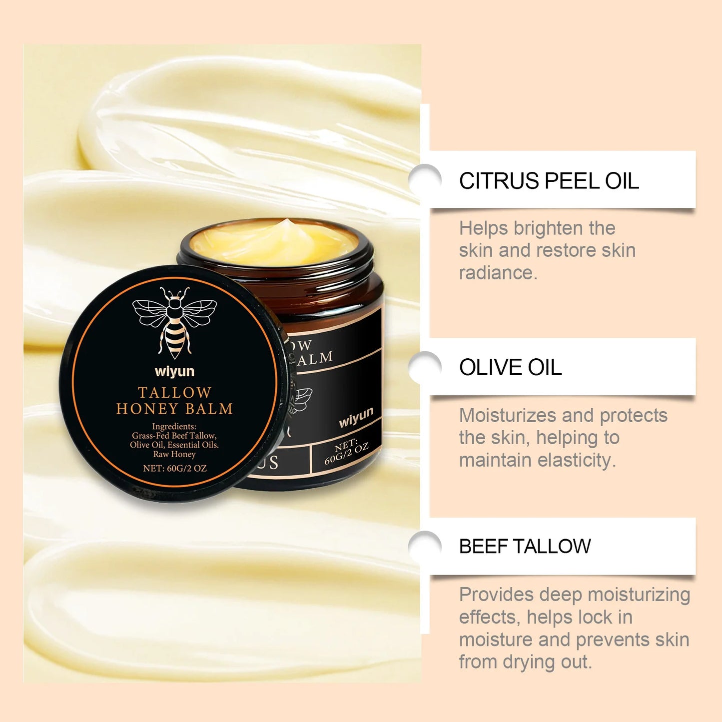 TallowGlow Balm – Honey & Tallow Hydrating Skin Cream (50ml)