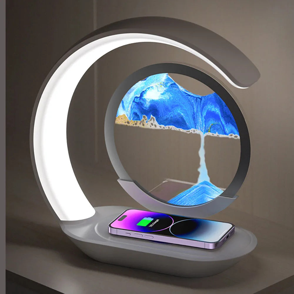 SandGlow Desk Lamp – USB 3D Hourglass Sand Art Night Light for Office & Room