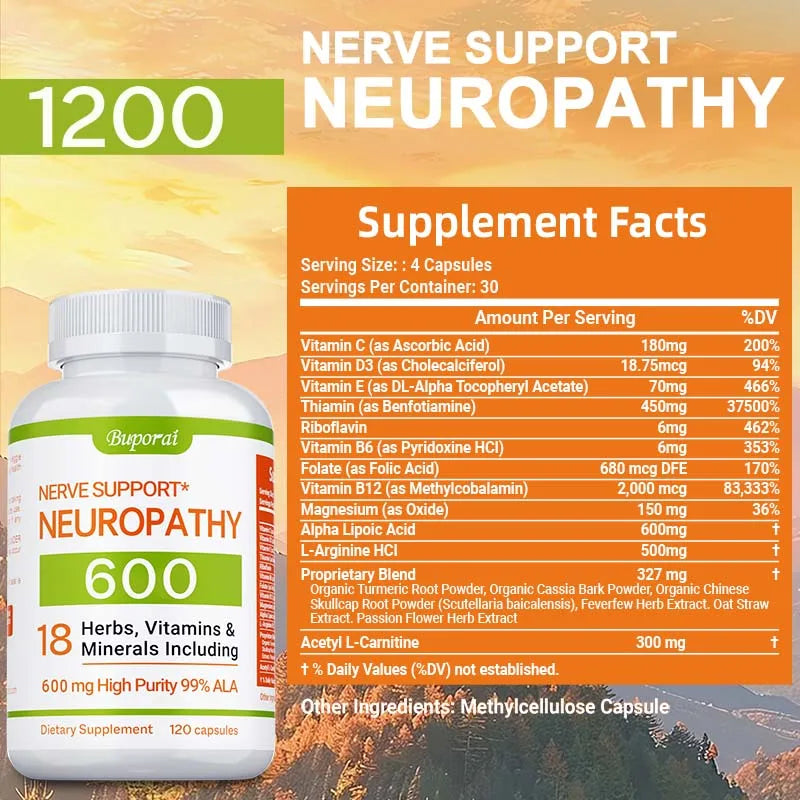 NeuroShield 600mg – Nervous System, Brain & Energy Support (60 Capsules)