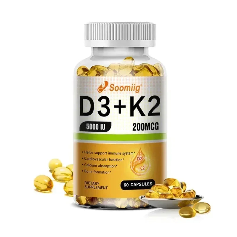 VitaD3+K2 – 5000IU Vitamin D3 & MK-7 Bone & Immune Support (60 Capsules)