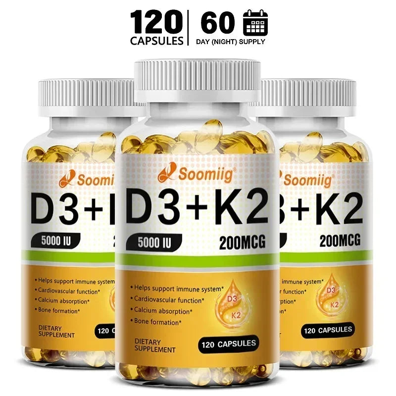 VitaD3+K2 – 5000IU Vitamin D3 & MK-7 Bone & Immune Support (60 Capsules)