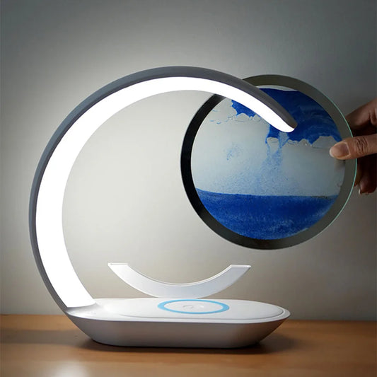 SandGlow Desk Lamp – USB 3D Hourglass Sand Art Night Light for Office & Room