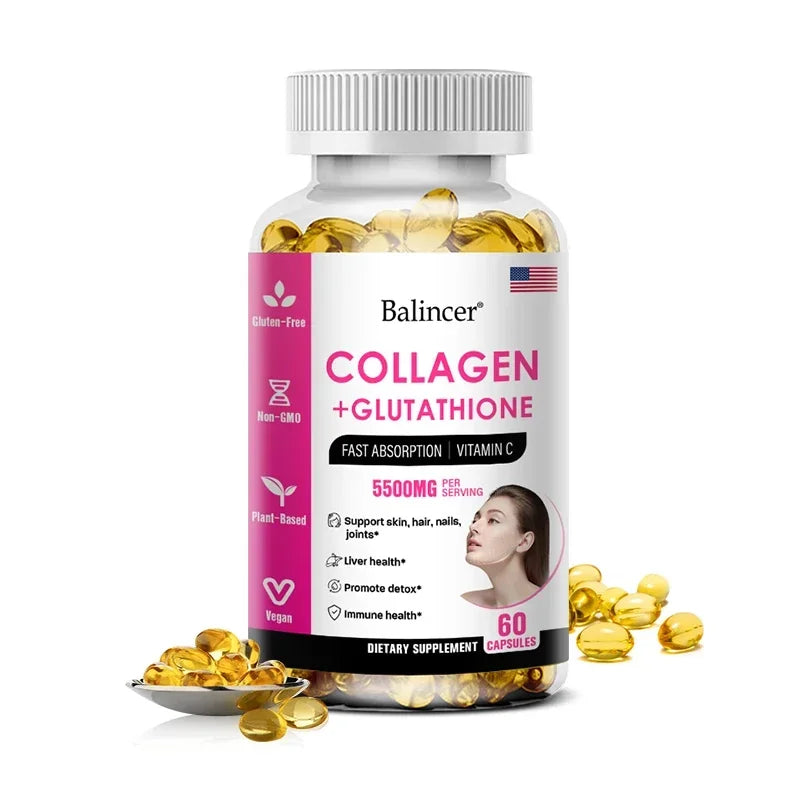 GlutaGlow – Glutathione & Collagen Antioxidant Whitening Capsules (60 Capsules)