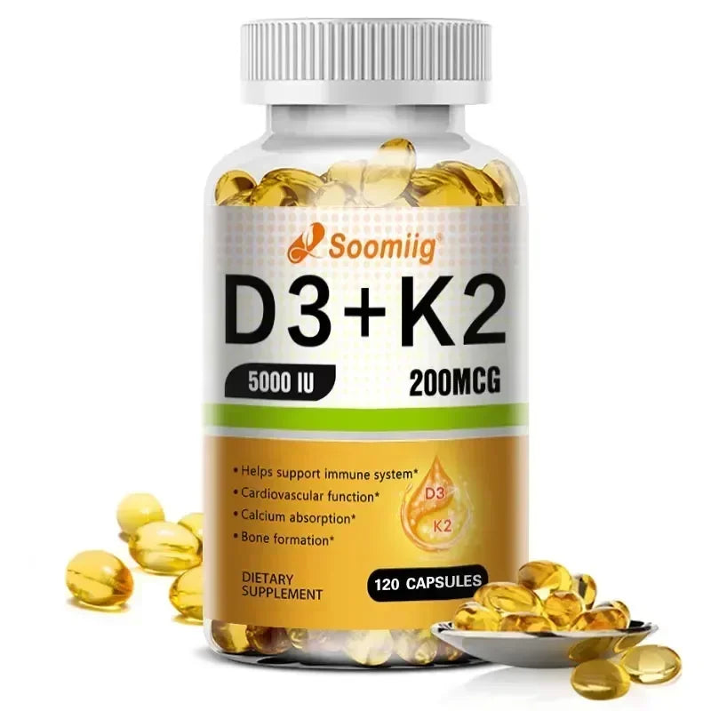 VitaD3+K2 – 5000IU Vitamin D3 & MK-7 Bone & Immune Support (60 Capsules)