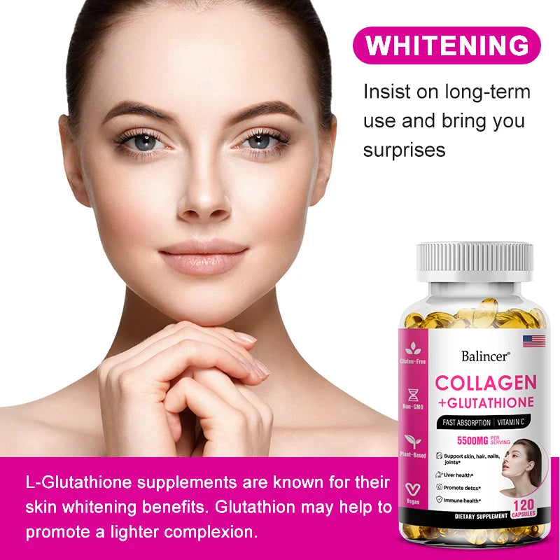 GlutaGlow – Glutathione & Collagen Antioxidant Whitening Capsules (60 Capsules)