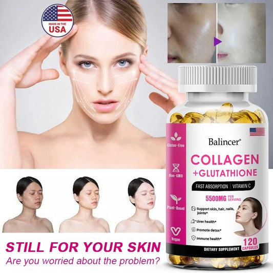 GlutaGlow – Glutathione & Collagen Antioxidant Whitening Capsules (60 Capsules)