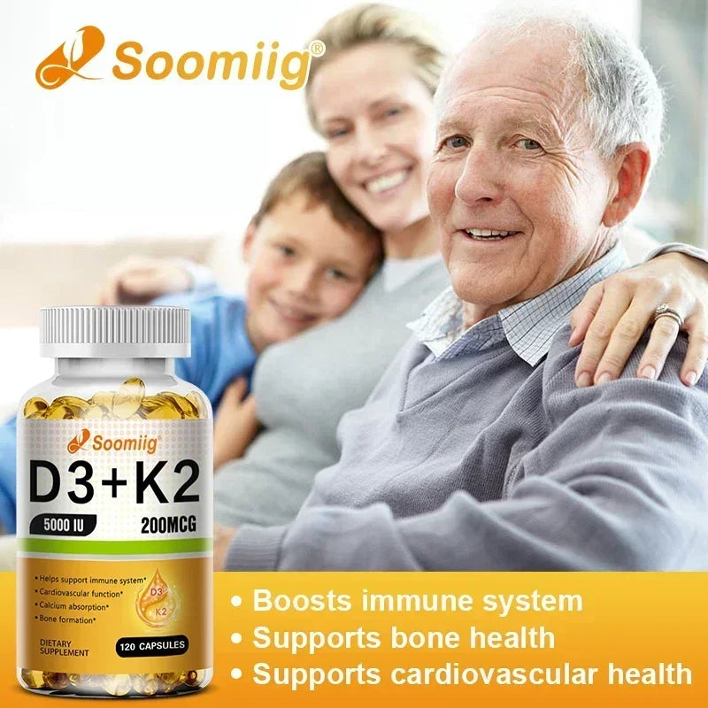 VitaD3+K2 – 5000IU Vitamin D3 & MK-7 Bone & Immune Support (60 Capsules)