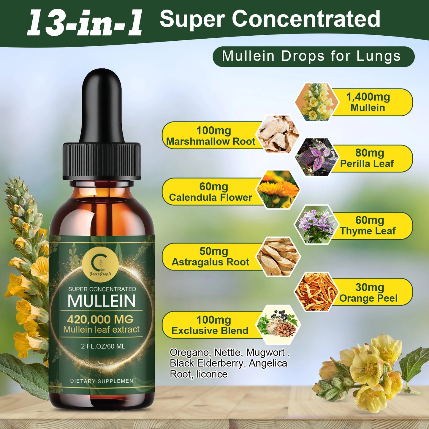 MulleinLung Drops – Lung Cleanse & Respiratory Support Extract (30ml)