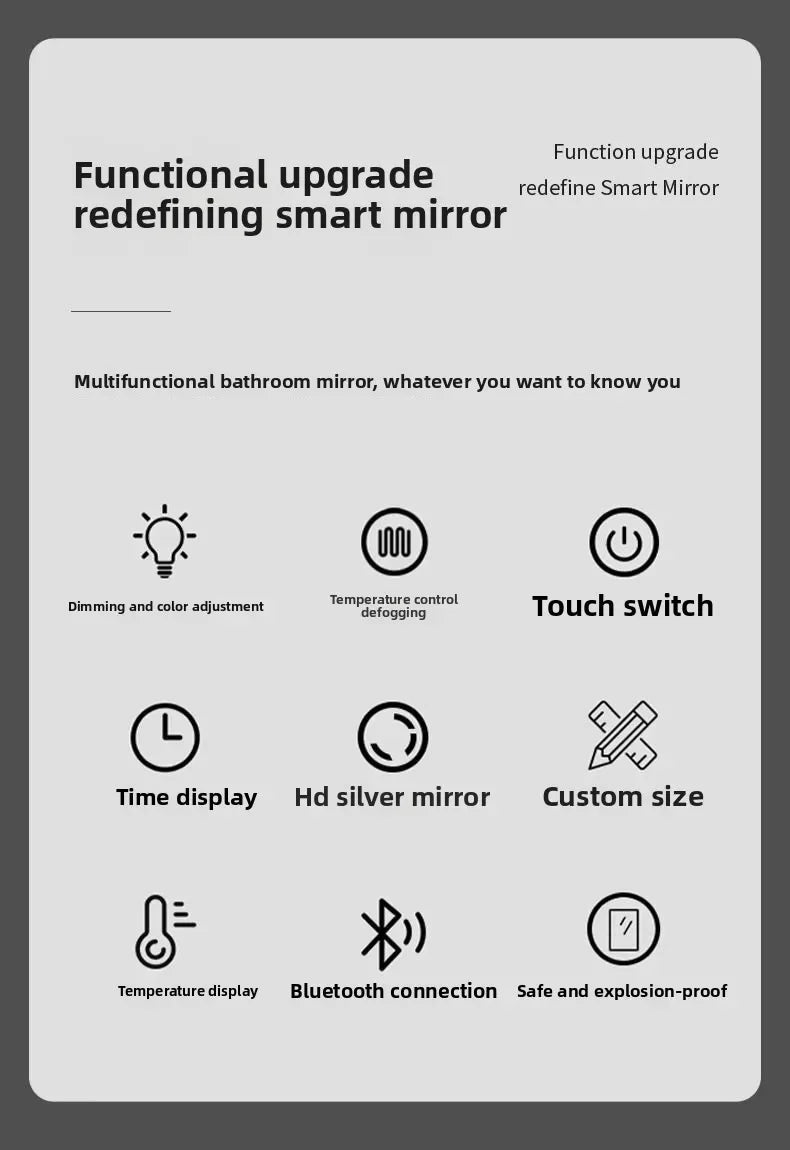 SmartMirror Oval – LED Defogging Bathroom Vanity & Full Body Wall Mirror
