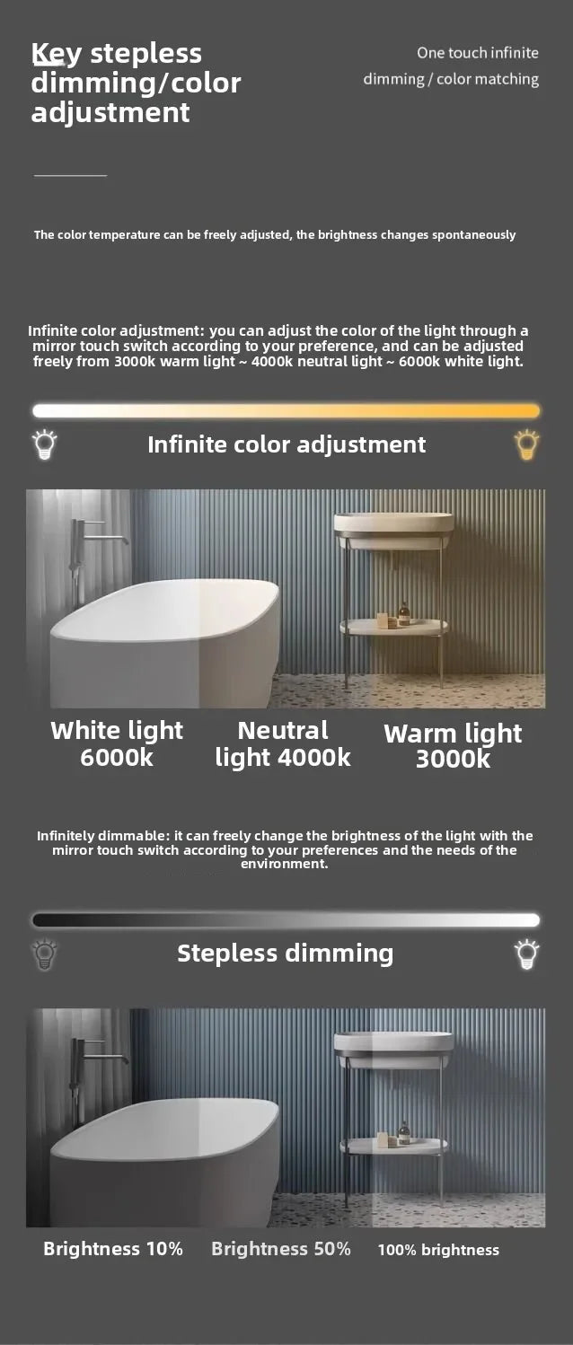 SmartMirror Oval – LED Defogging Bathroom Vanity & Full Body Wall Mirror