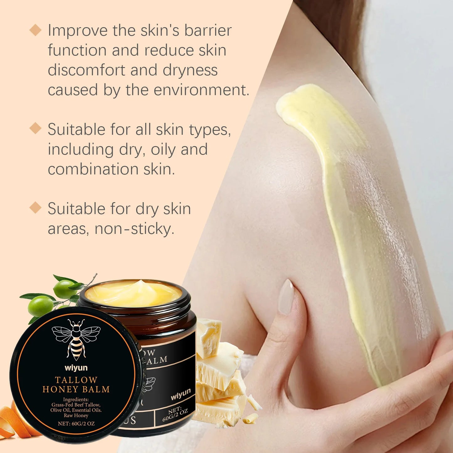 TallowGlow Balm – Honey & Tallow Hydrating Skin Cream (50ml)